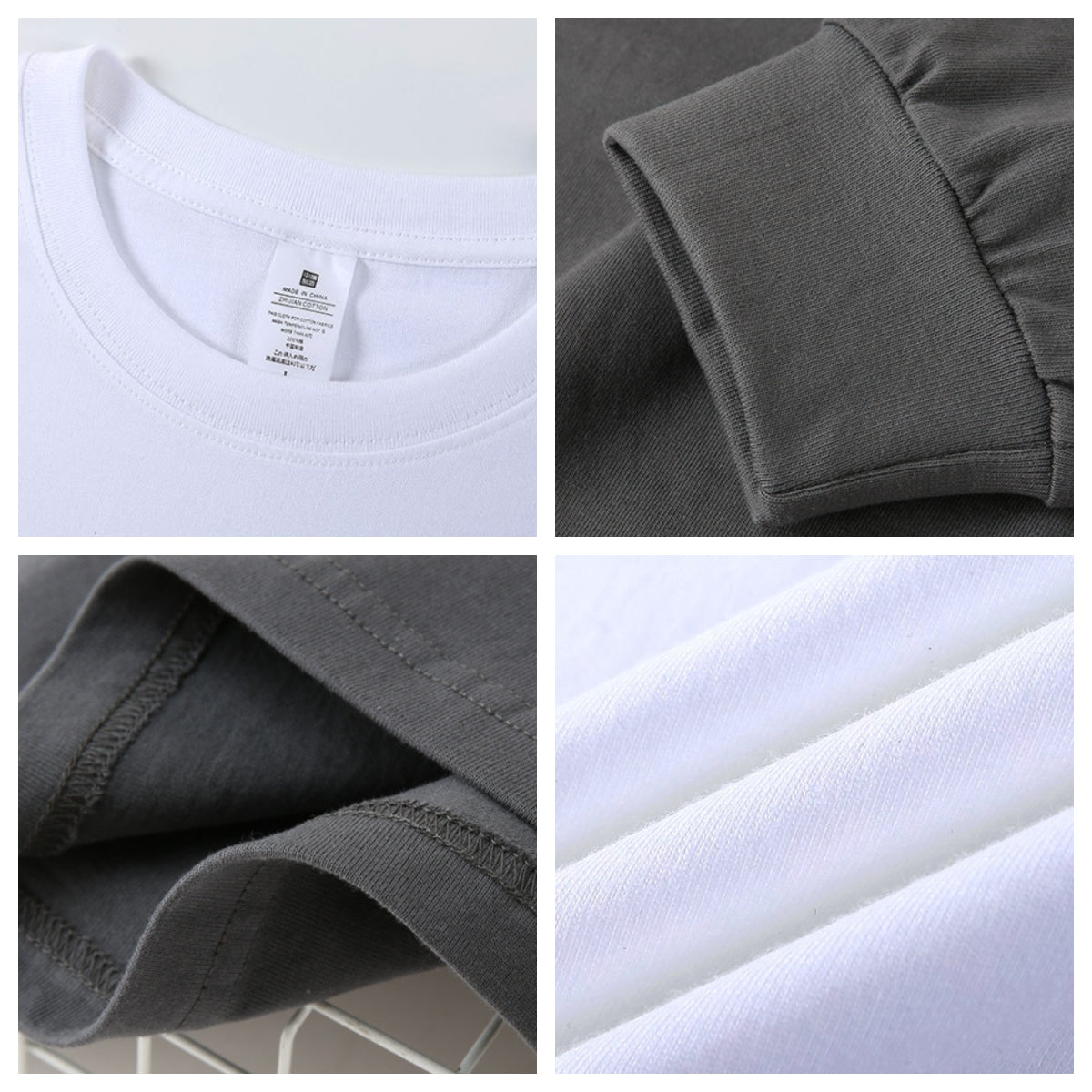 Men's Pure Color Rib Cuff Long Sleeved T-shirts