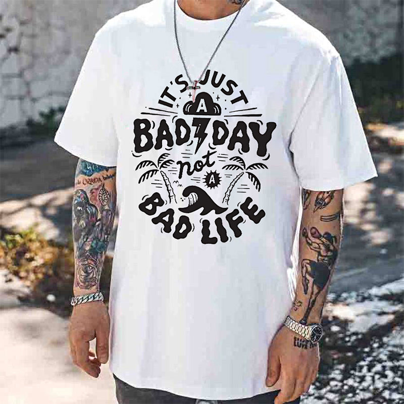 Positive Quotes Letter Print Men's White T-shirt Big & Tall