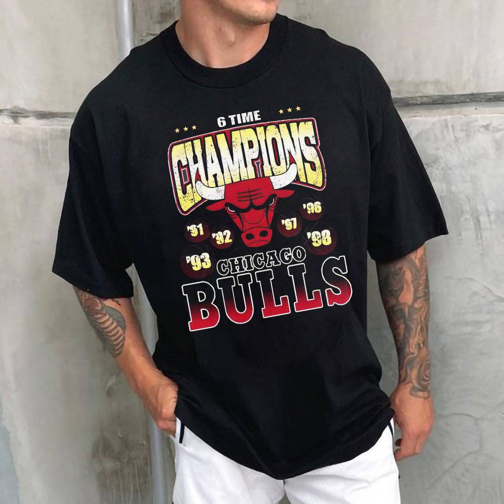 Men Black Street Style Bull Graphic Crew Neck T-Shirt