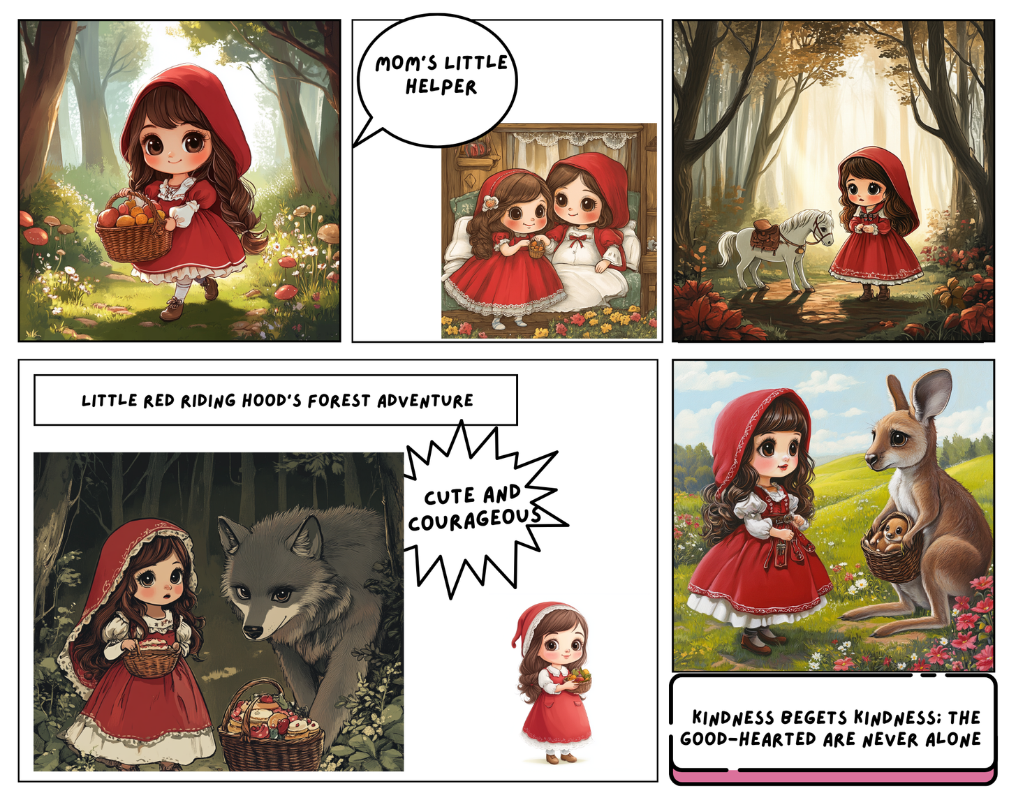 Little Red Riding Hood QR Code Bedtime Story T-Shirt for Kids
