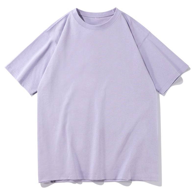 Men's Plain Color Oversized Cotton T-shirt -Light Purple