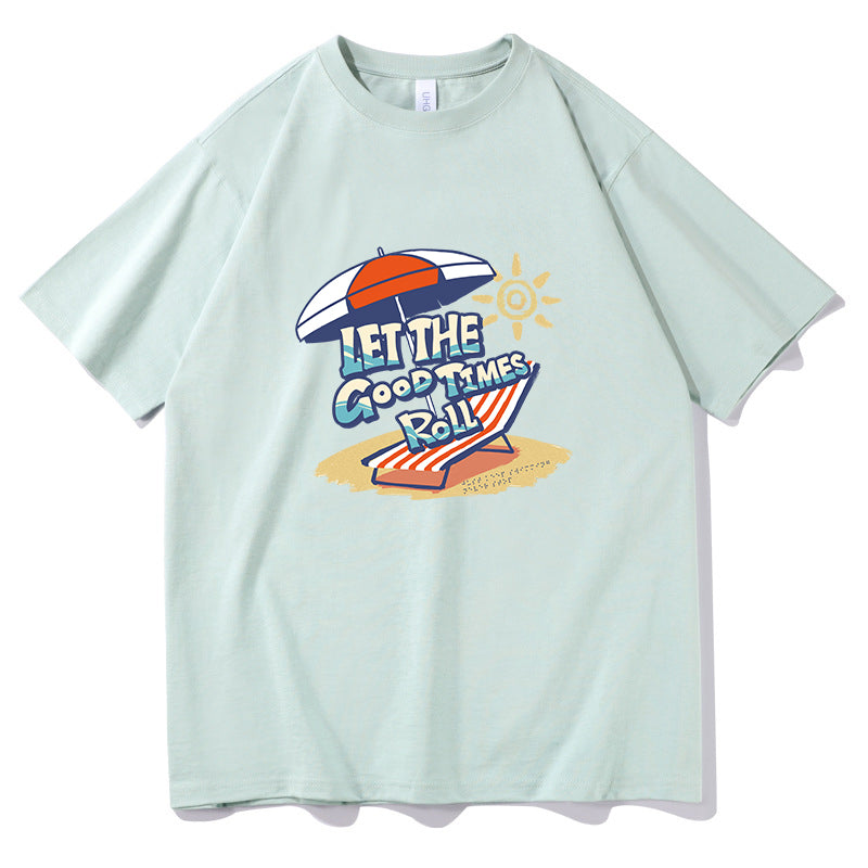 Men's Beach Chair and Sun Umbrella Print Cotton Tee