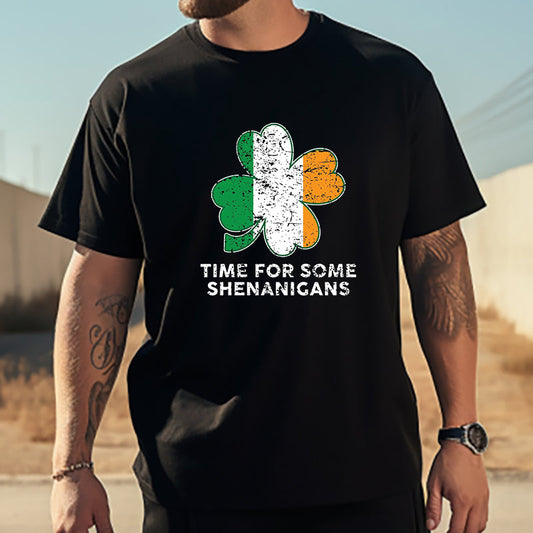 Irish Flag Tri-Color Clover Shenanigans Time Tee Big & Tall