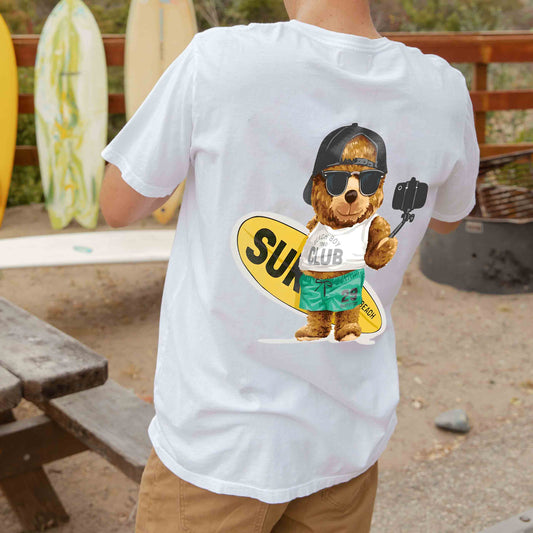 Surfing Bear Printed Men's T-Shirt Big & Tall