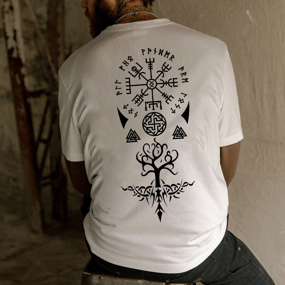Nordic Symbols Viking Runes and Valknut Print T-Shirt Big & Tall