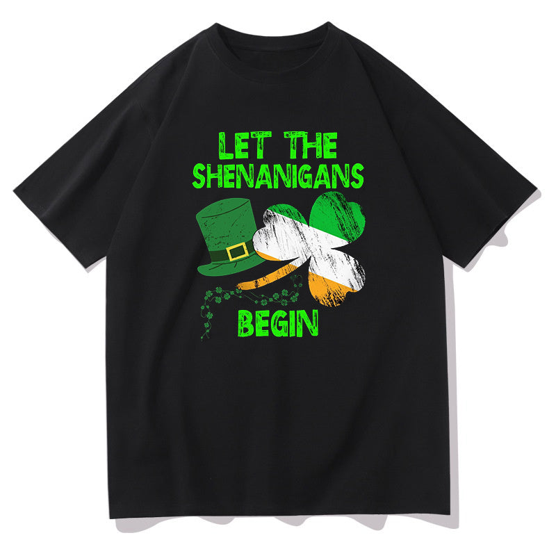 Shenanigans Green Hat and Shamrock Printed T-shirt