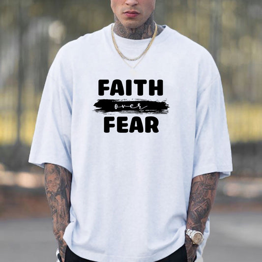 Faith Over Fear Men's Cotton T-shirt 230g Big & Tall