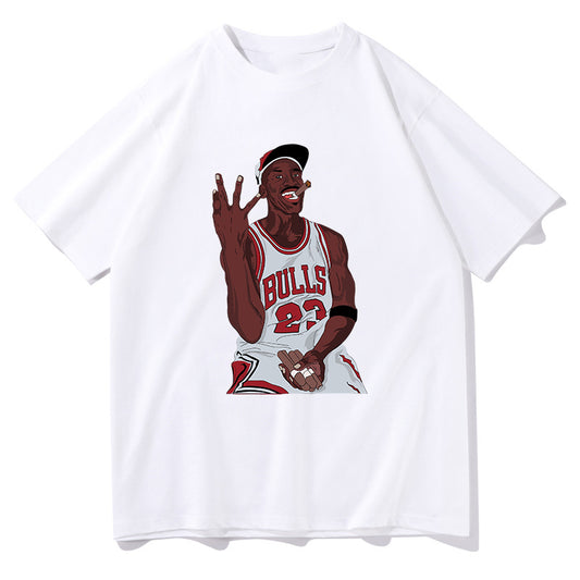 Men's Basketball Legend Jordan's Cartoon Portrait Fan Tee