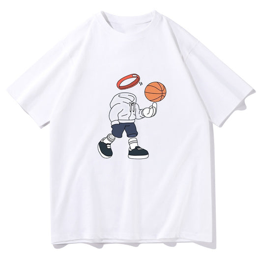Funny Basketball Print Men's Cotton T-shirt