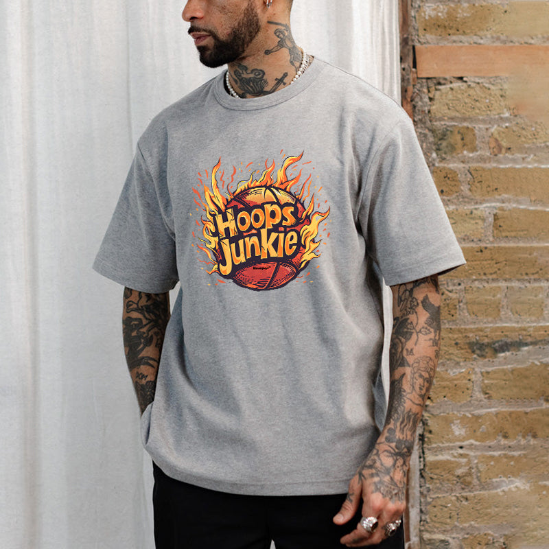 Hoops Junkie Flame Print Men's T-shirts Big & Tall