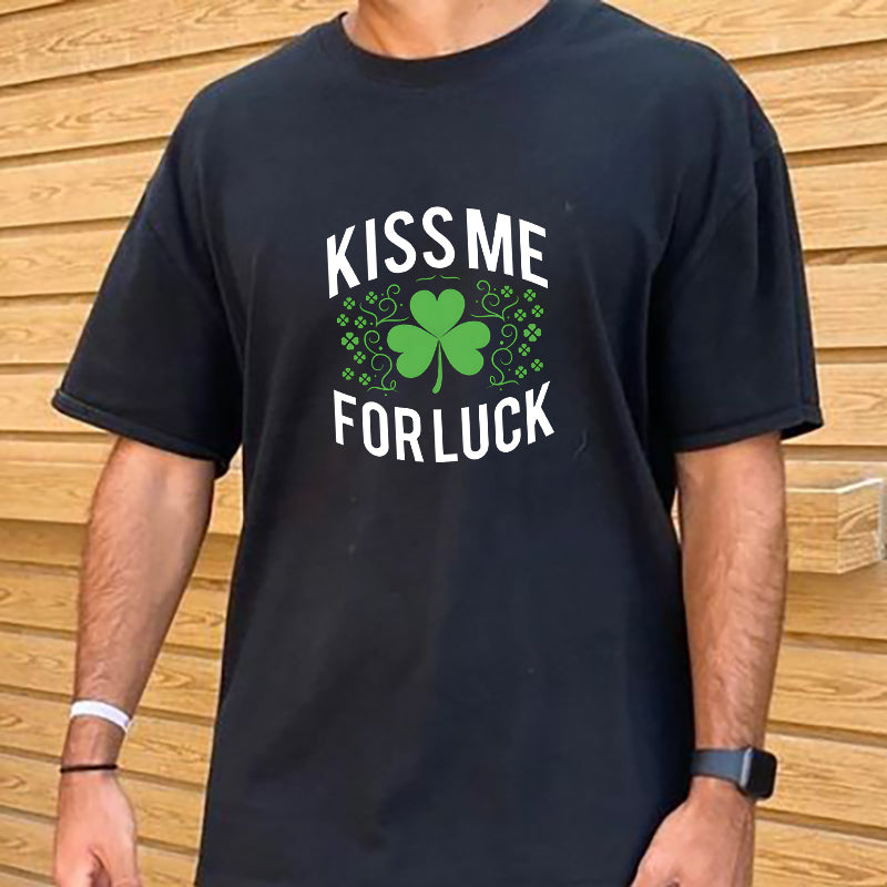 Irish Lucky Kiss Four-Leaf Clover Romance Tee Big & Tall