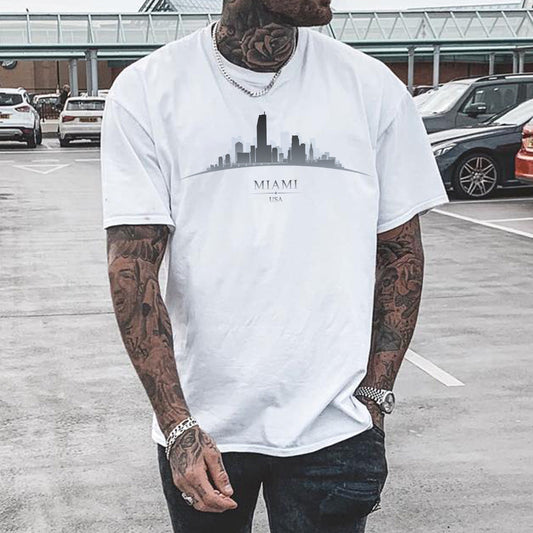 Miami Graphic Print Casual Men's T-Shirt Big & Tall