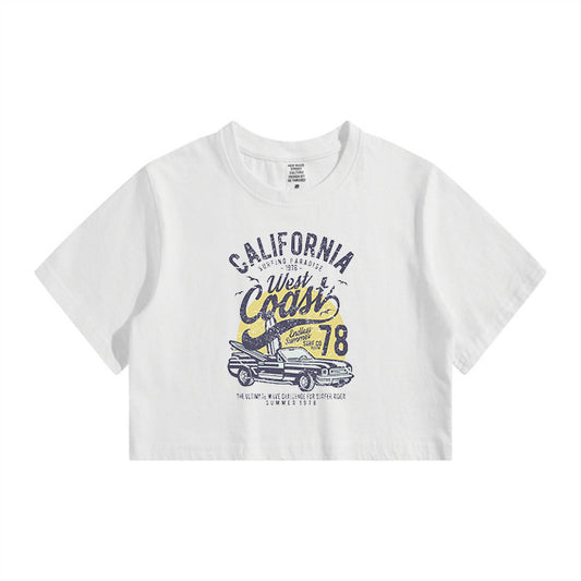 California Surf Print Lady's Crop Tee