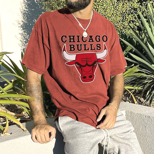 Chicago Bulls Men's Brick Red Trendy T-shirts