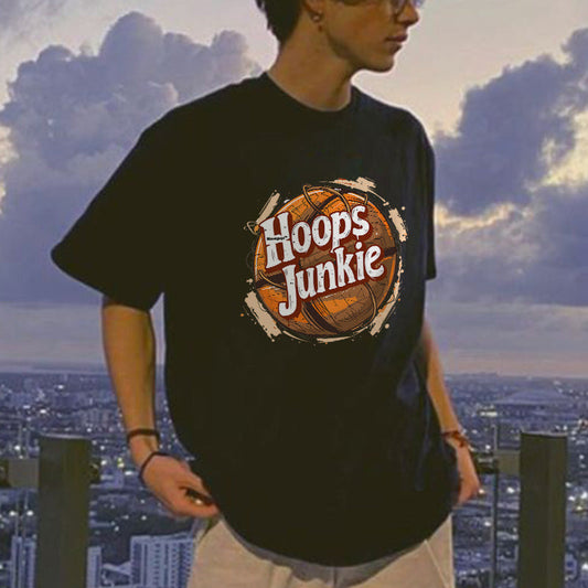 Hoops Junkie Basketball Print Men's Loose Fit T-shirts Big & Tall