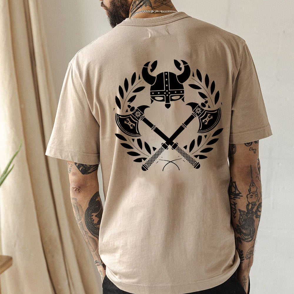 Nordic Heritage Attire Axe and Armor Men's Khaki Tee