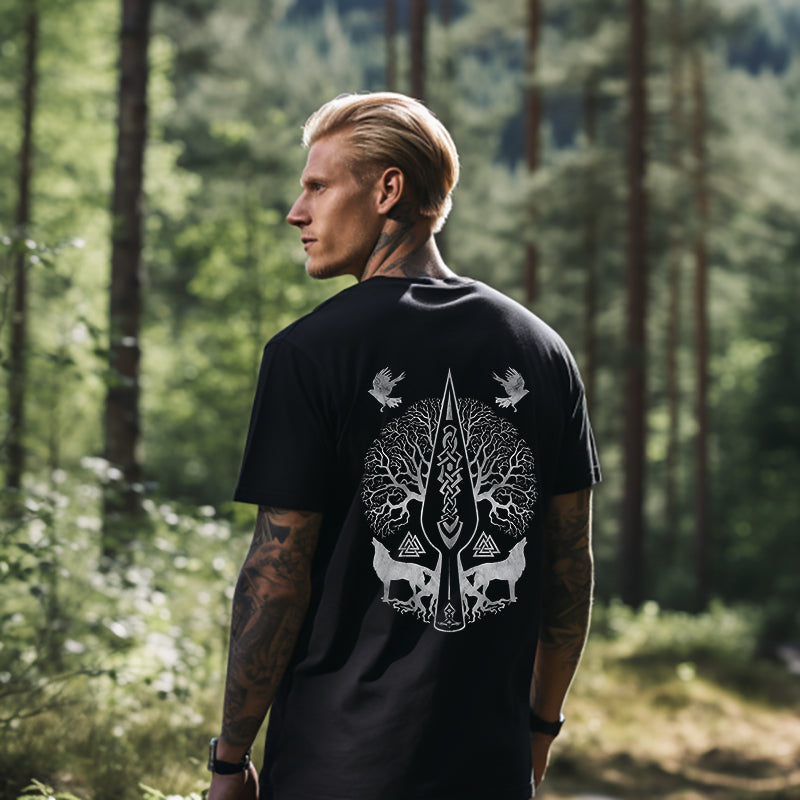 Life of Tree Yggdrasil Retro Viking Culture Graphic T-shirt Big & Tall