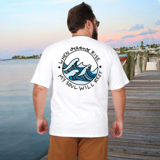 The Great Ocean Waves Men's Cotton T-Shirt Big & Tall