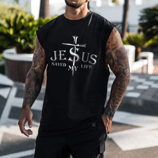 Jesus Save My Life Men's Streetwear Tank Top-B