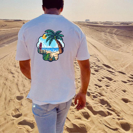 Tropical Beachside Seascape Men's T-Shirt Big & Tall