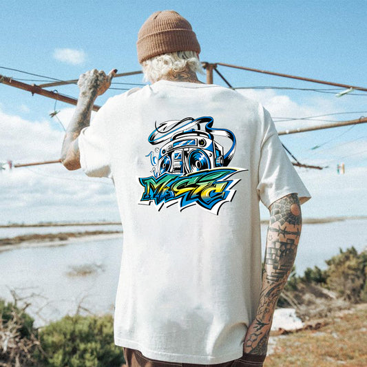 Music Print Men's Cotton T-shirt