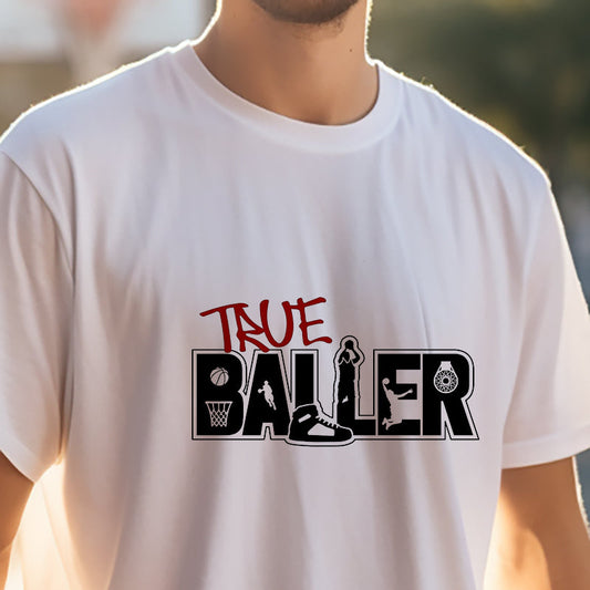 Basketball-inspired True Baller Letter Print Big & Tall Tee