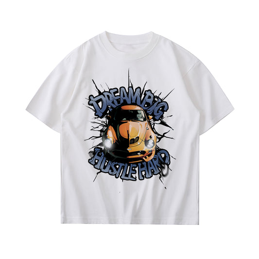 Dream Big Hustle Hard Car Short Sleeve T-shirt