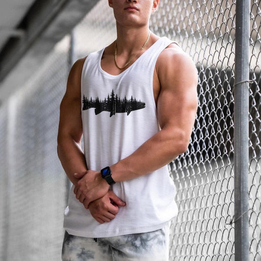 Fish Graphic Print Men's Tank Top-A