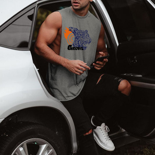 Tiger Graphics Casual Men's Tank Top-B