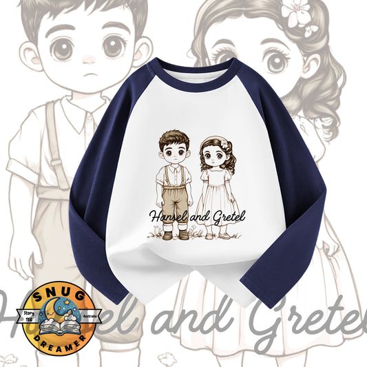 Hansel and Gretel Print Kids Raglan Shirt with QR Code