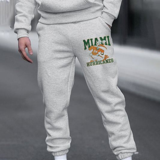 Miami Hurricanes Men's Casual Streetwear Fleeced Sweatpants