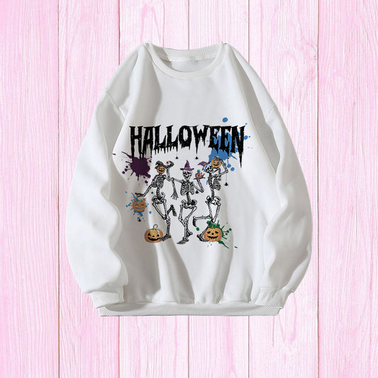Fun and Festive Halloween Skulls Print Women's Sweatshirt
