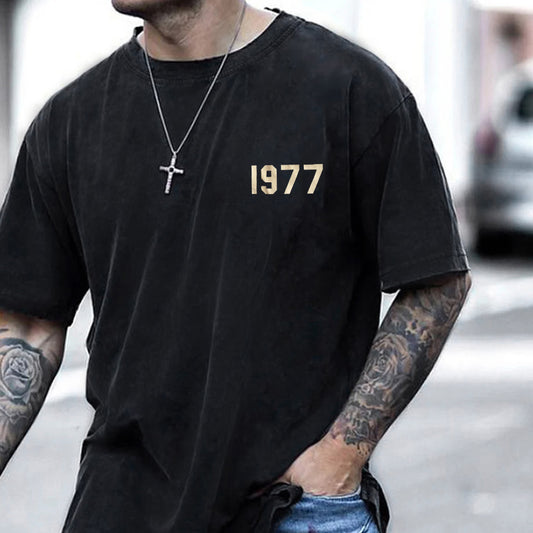 1977 Men's Numeric Year Crew Neck T-Shirts