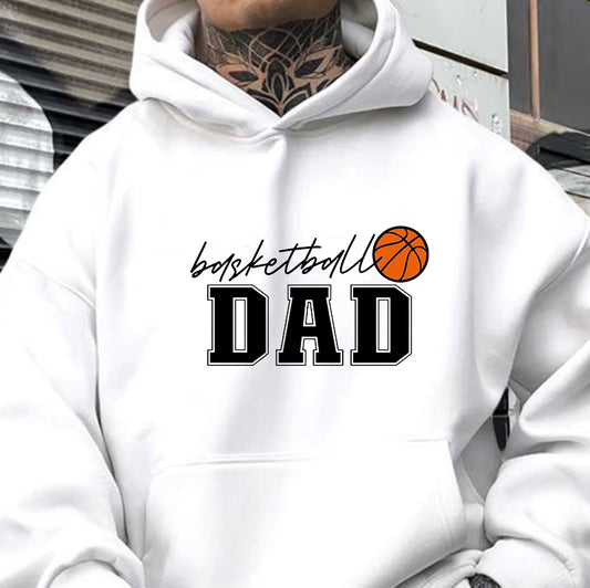 Basketball Dad Letter Print Men's Fleeced Hoodie