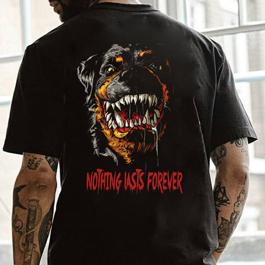 Dog and Letter Print Men's Short Sleeve T-Shirt