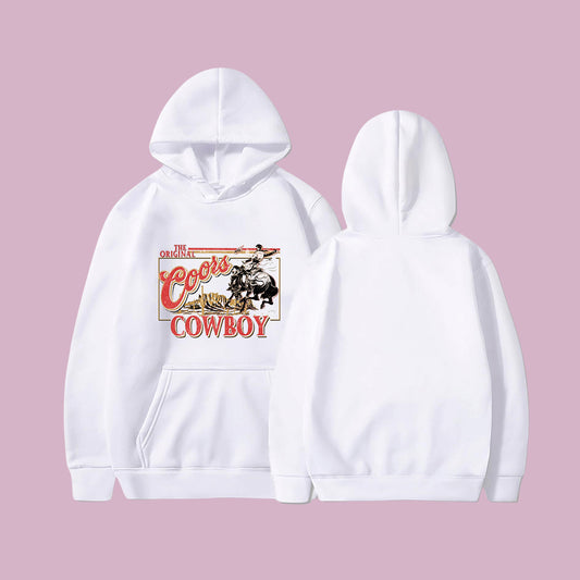 Women's Vintage Cowboys Print Fleeced Hoodie
