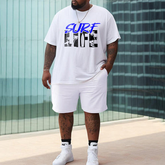 Men's Surf Life Palm Tree Letter Print T-shirt Big & Tall