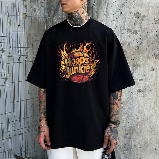 Hoops Junkie Flame Print Men's T-shirts Big & Tall