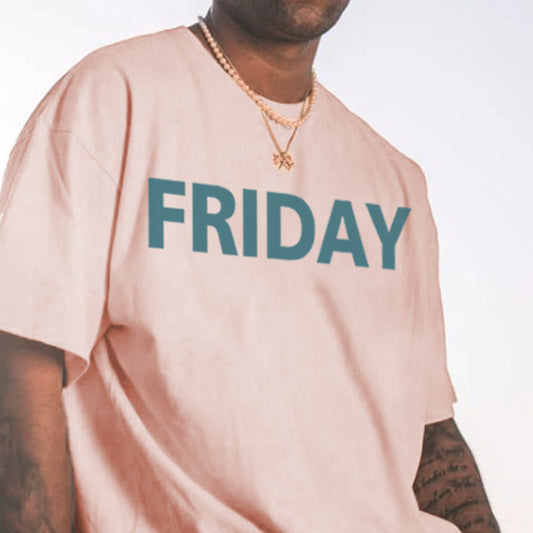 Friday Letter Print Men's Short Sleeve T-Shirt