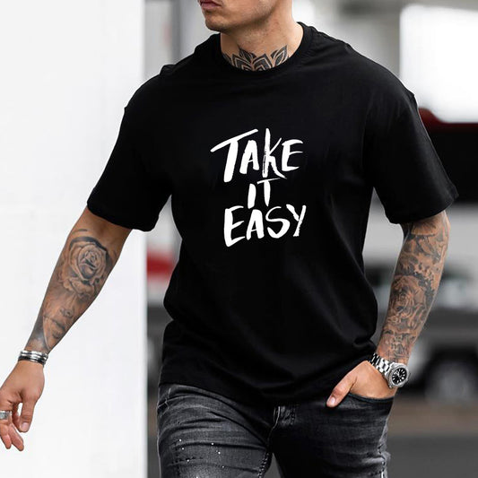 Take It Easy Men's Letter Print Casual T-shirt