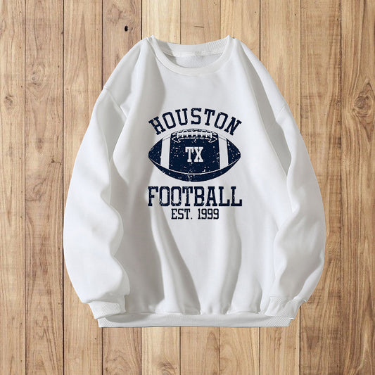 Texas Football Print Men's Crew Neck Sweatshirt