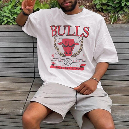 Chicago Bulls Men's Vintage Streetwear Short Sleeve T-shirts