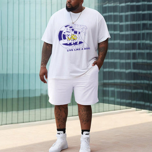 The Ocean Wave Surfing Puppy Men's Printed T-Shirt Big & Tall