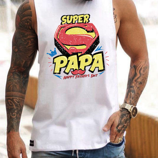Men's Super Papa Tank Father's Day Gift
