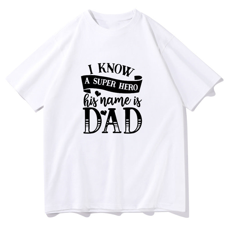 Super Hero Dad Print Men's Casual T-shirt Big & Tall