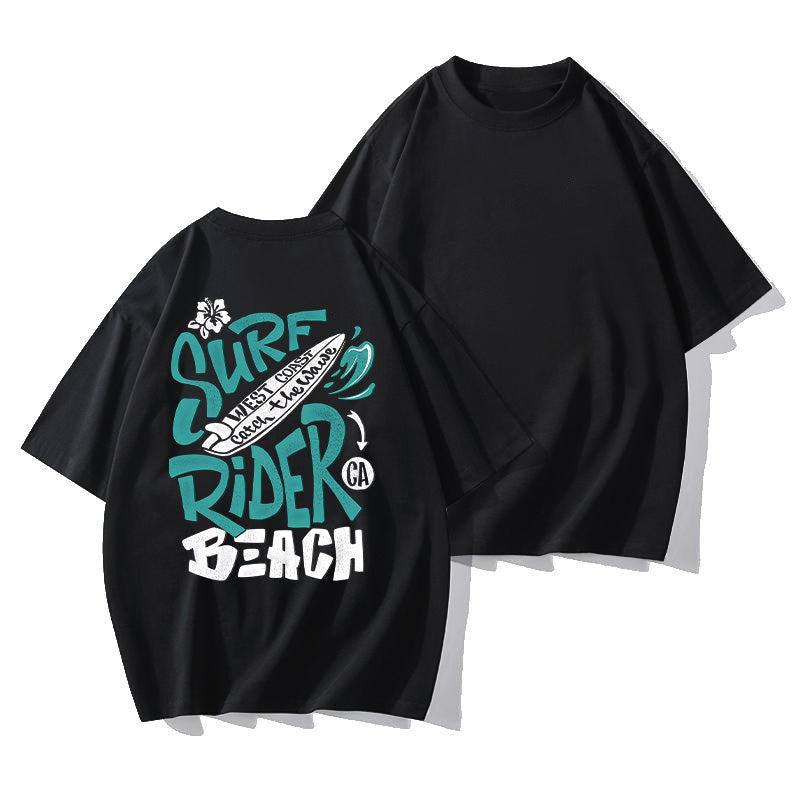 Surf Rider Letter Print Men's Oversize T-shirt Big & Tall