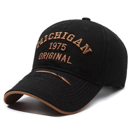 MICHIGAN Embroidered Ripped Colorblock Cap Hat