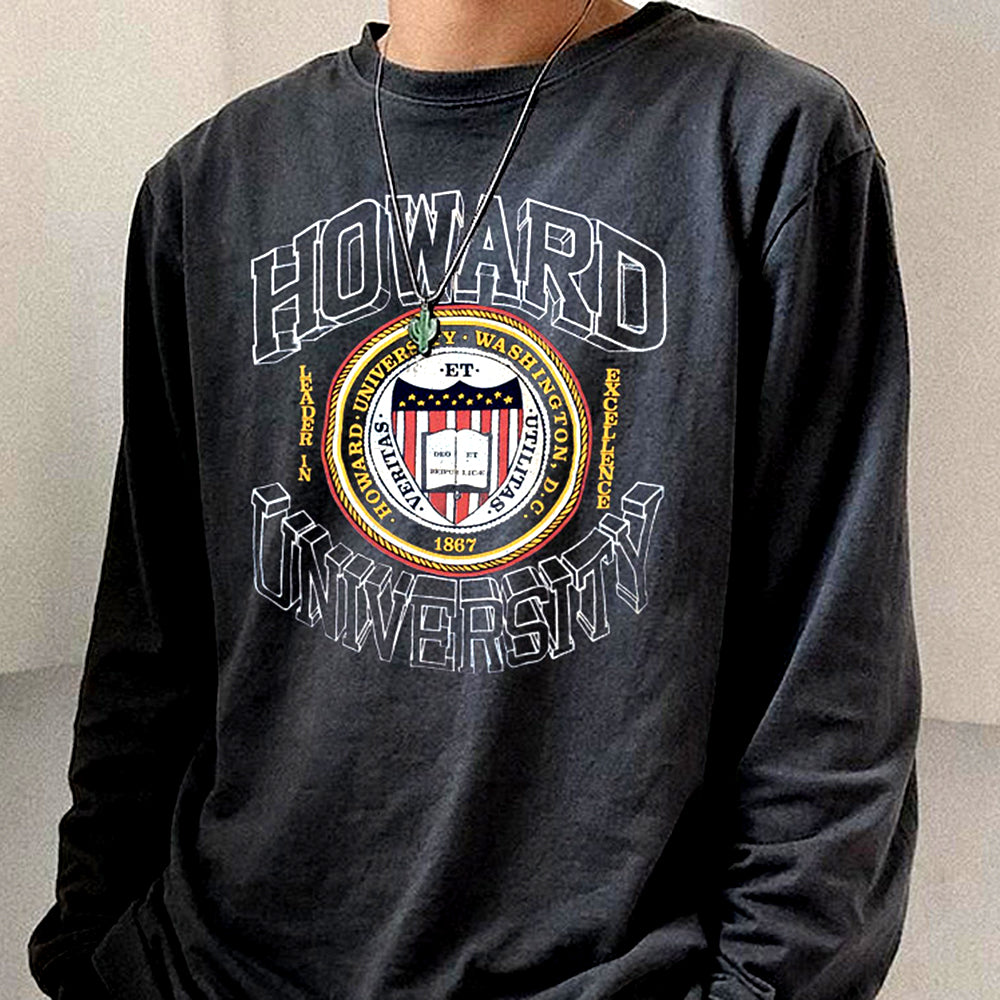 Howard University Men's Casual Long Sleeve T-Shirts-A