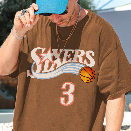 Letter Print Basketball Casual Graphic Men's T-Shirt