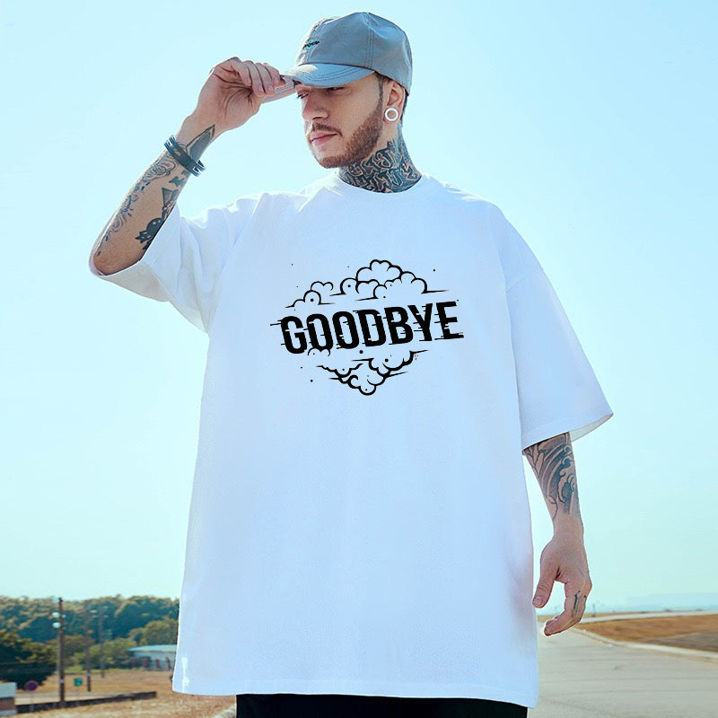 GOODBYE Print Men's Cotton T-shirt Big & Tall